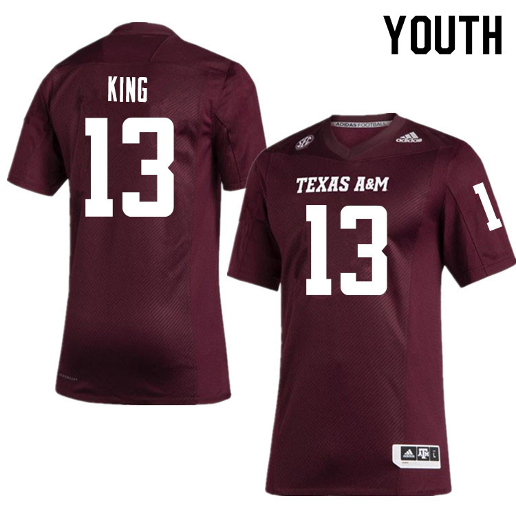 Youth #13 Haynes King Texas A&M Aggies College Football Jerseys Sale-Maroon